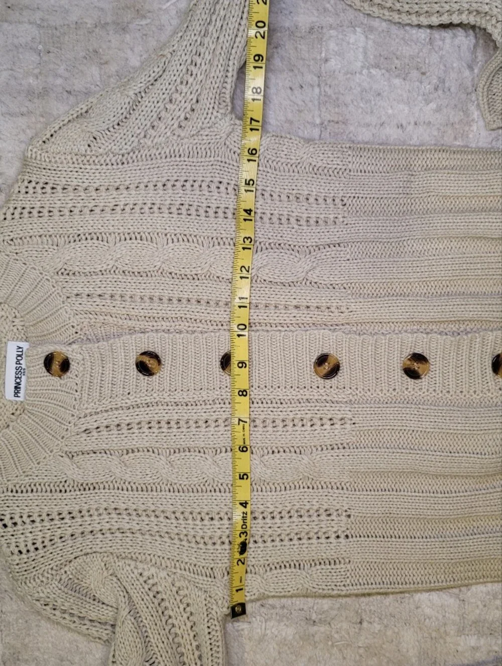 PRINCESS POLLY Donielle Cable Knit Cardigan Sweater Beige Women's Size XS/S